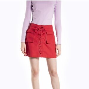 Forever 21 Red Tie Front Mini Pencil Skirt